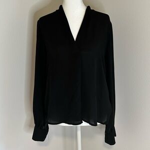 Women’s V Neck Black Blouse - Size Medium